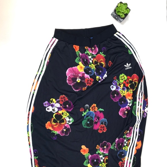 adidas Dresses & Skirts - Adidas Floral Burst Maxi Skirt Trefoil 3 Stripes